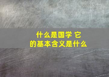 什么是国学 它的基本含义是什么